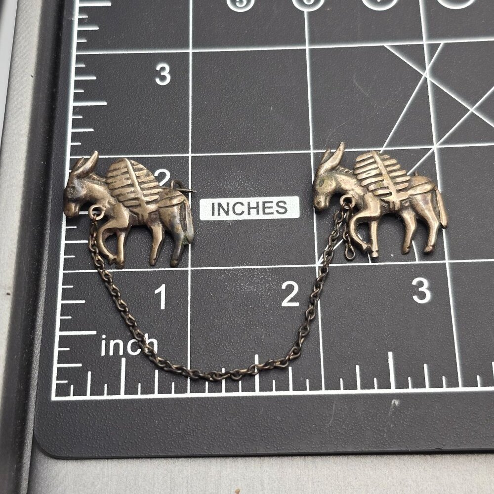 VTG Los Castillo Silver Donkey Brooch 3" Partial 2 Mule Pin Mexico - Picture 12 of 13